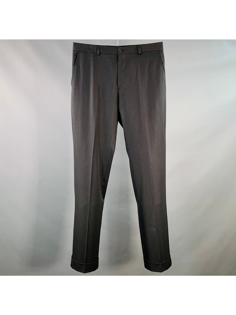 RALPH LAUREN Size 32 Black Twill Wool Straight Dress Pants